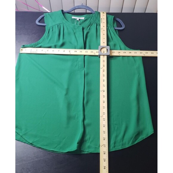 Daniel Rainn Blouse XL Kelly Green Split Neck Pleated Casual Work Fall Minimal - Picture 6 of 8